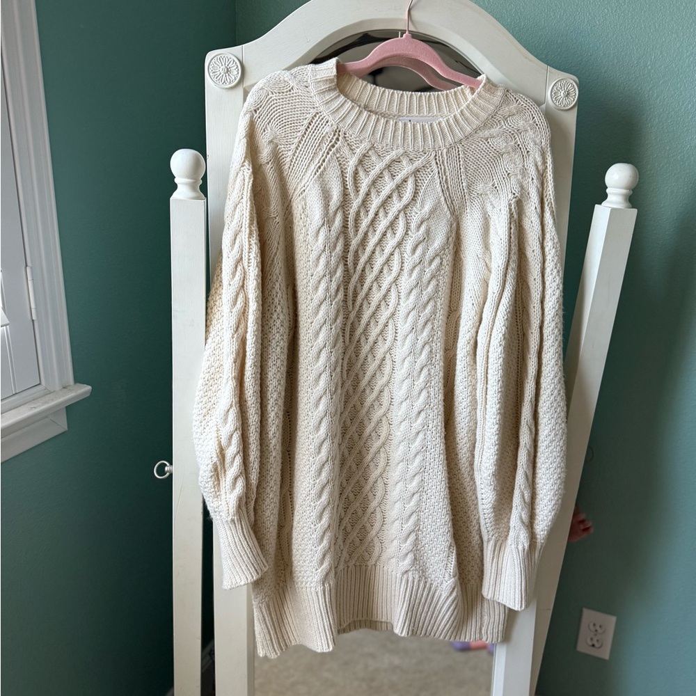 Elegant Cream Cable Knit Sweater